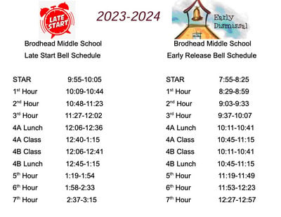 Early Release/Late Start Schedule