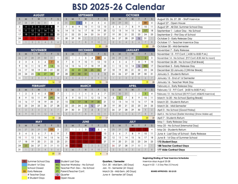 2025-2026 School Calendar